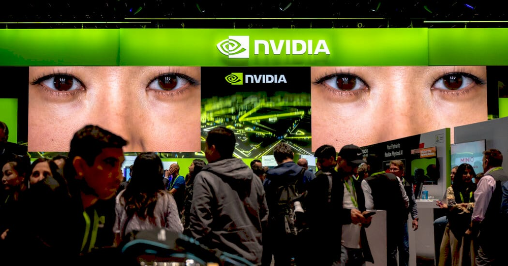 Зображення фондового ринку та логотипу Nvidia