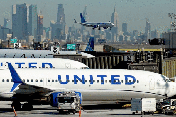 Літак United Airlines на фоні аеропорту