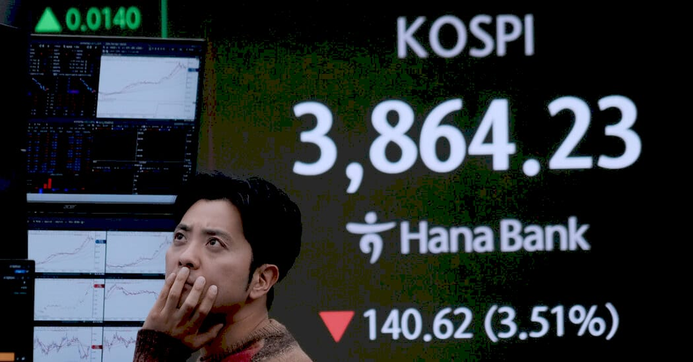 Ілюстрація падіння акцій на азійському ринку